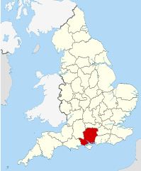 موقعیت منطقه همپشایر و شهر ساوتهمپتون در کشور انگلستان