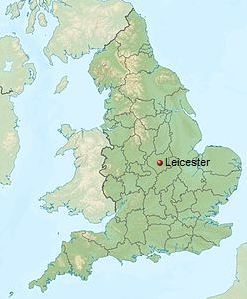 موقعیت مکانی شهر لسترسیتی در انگلستان