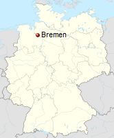 موقعیت شهر برمن در کشور آلمان