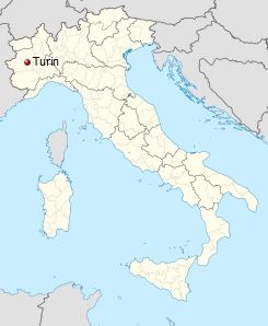 موقعیت مکانی شهر تورین در کشور ایتالیا