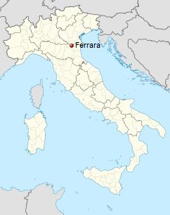 موقعیت شهر فرارا در کشور ایتالیا