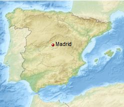 موقعیت شهر مادرید در کشور اسپانیا