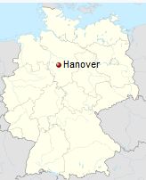 موقعیت شهر هانوفر در کشور آلمان