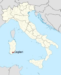 موقعیت شهر کالیاری در کشور ایتالیا