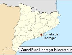 موقعیت شهر کورنلا ده لیوبرگات در کشور اسپانیا