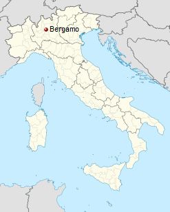 موقعیت مکانی شهر برگامو در کشور ایتالیا