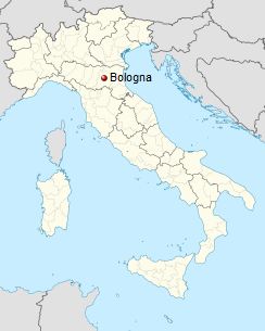 موقعیت مکانی شهر بولونا در کشور ایتالیا