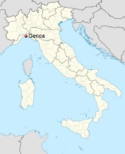 موقعیت مکانی شهر جنوآ در کشور ایتالیا