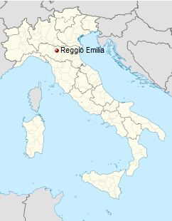 موقعیت مکانی شهر رجیو امیلیا در کشور ایتالیا