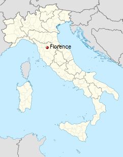 موقعیت مکانی شهر فلورانس در کشور ایتالیا