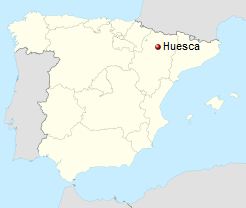 موقعیت مکانی شهر هوئسکا در کشور اسپانیا