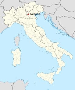 موقعیت مکانی شهر ورونا در کشور ایتالیا