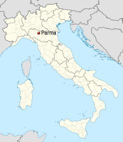 موقعیت مکانی شهر پارما در کشور ایتالیا