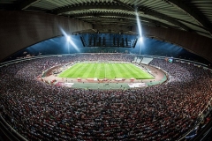 نمایی پانورمایی از استادیوم راجکو متیک - ستاره سرخ بلگراد حین بازی در شب