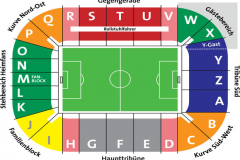 نقشه سکوها و صندلی های استادیوم wwk آرنا آگزبورگ